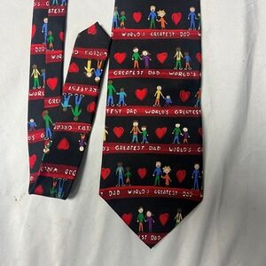 Save the Children Collection Black Necktie World's Greatest Dad Fathers Day Gift